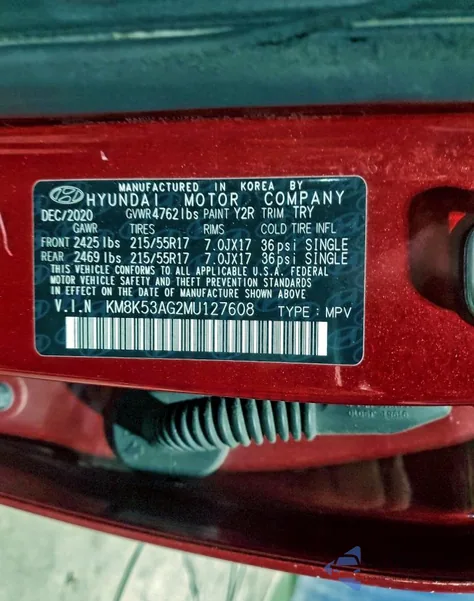 2021 Hyundai Kona Ultimate z USA, uszkodzony, nr VIN KM8K53AG2MU127608